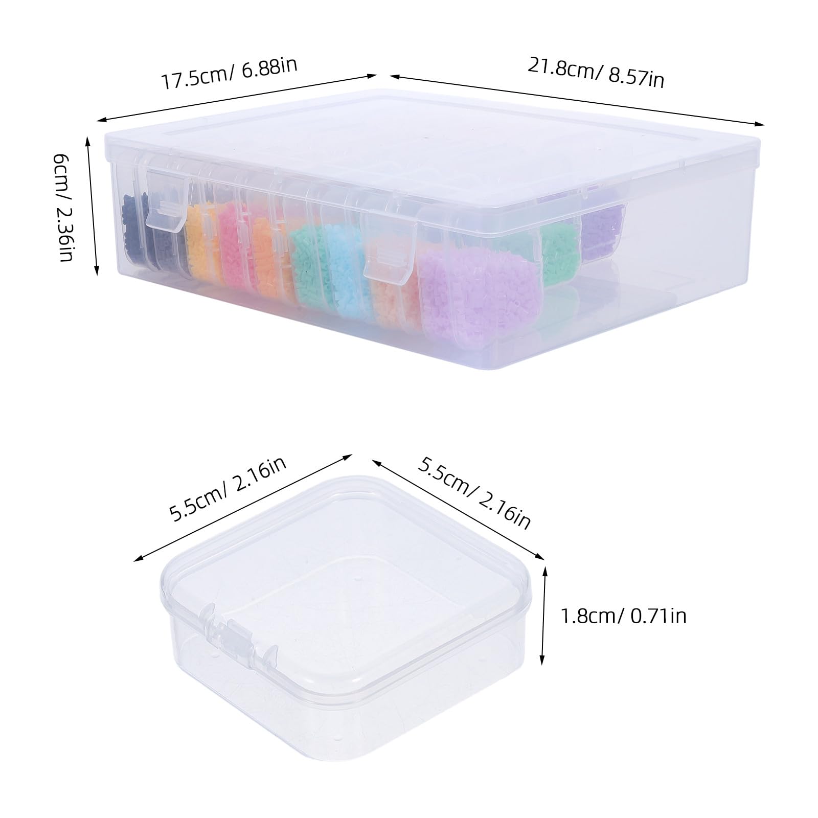 Lurrose Kit de perles à repasser (1 boîte) - 2,6 mm, 48 couleurs, recharge pour loisirs créatifs avec étiquettes de couleur, idéal pour les projets artistiques sur plaque perforée, fournitures