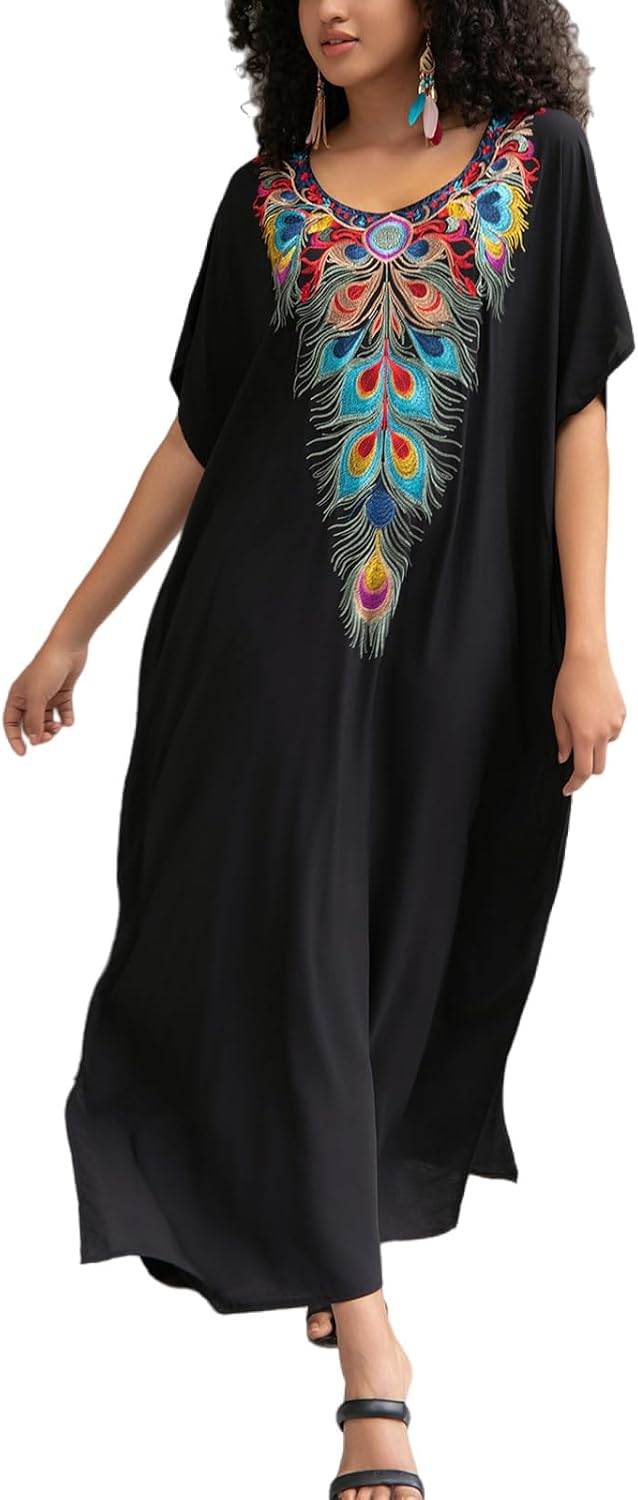 Kaftan dresses maxi cover up swimwear bohemian floral loungewear