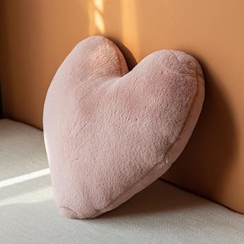 Heart Pillows Decorative Throw Pillows Cute Fuzzy Pillows Soft Heart Shaped Cushion Cozy Plush Floor Pillows Solid Home Decorative Seating Cushions for Sofa Bed 15.7 * 15.7 Inch
