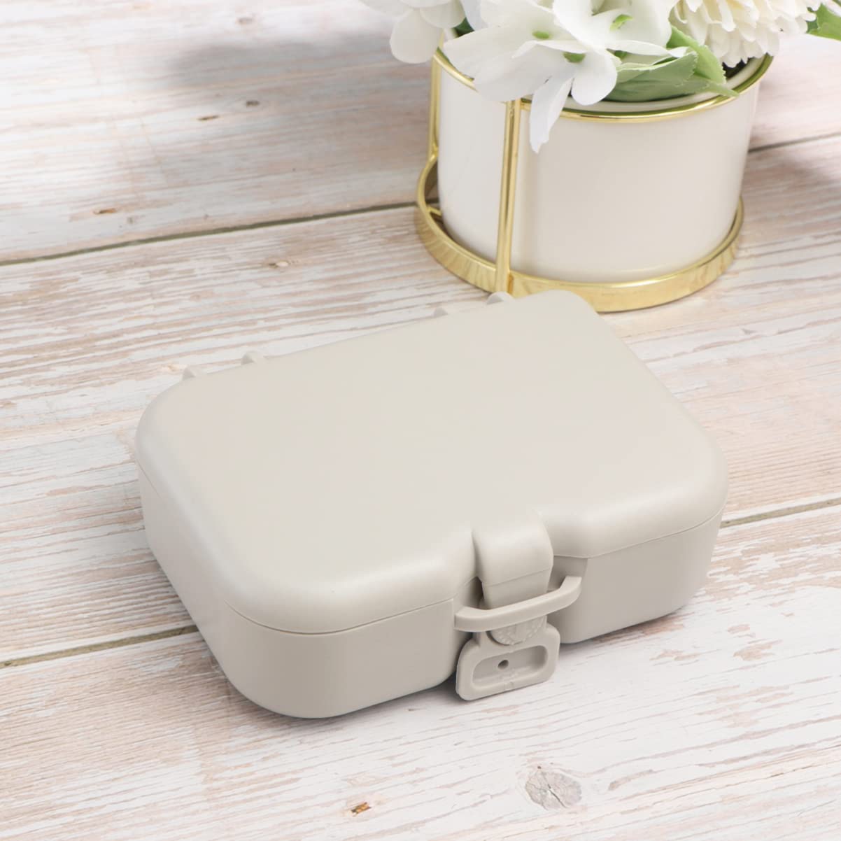 Healifty 3pcs Cleaning Case with Brush Compact False Storage Box for Travel Includes Mirror for Easy Cleaning and Maintenance of Dentures and Retainers