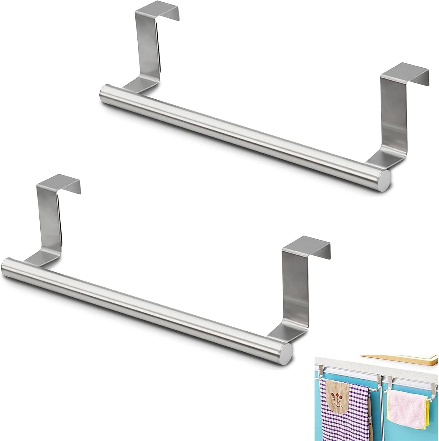 2pcs Over Door Towel Rail, Kitchen Towel Rail Tea Towel Holders