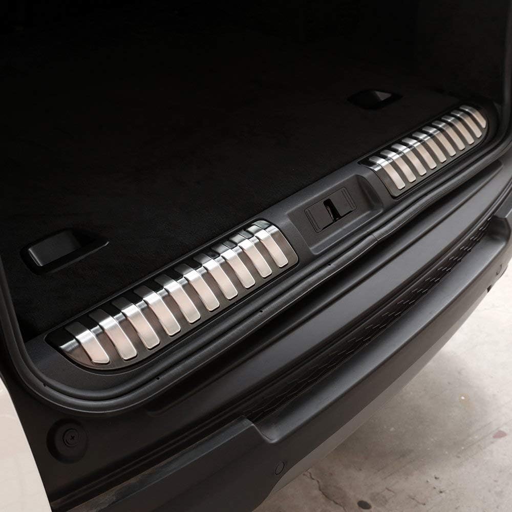 2pcs Stainless Steel Rear Bumper Scuff Sill Plate Trim for Land Rover Range Rover Sport 2014-2017 (Black)