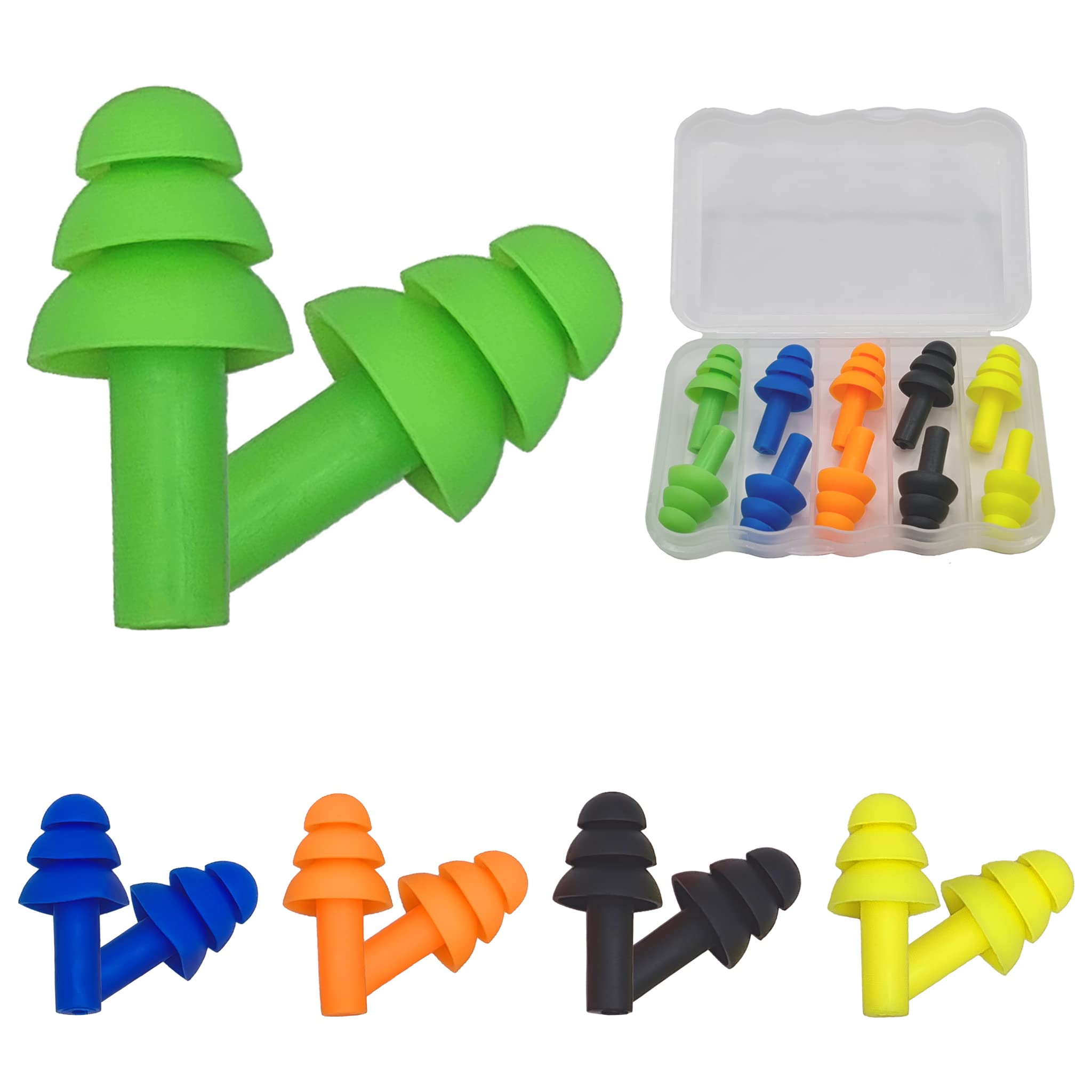 Pipestation Silicone Ear Plugs (5 Pack) | Noise Cancelling Ear Plugs for Sleep and Snoring...