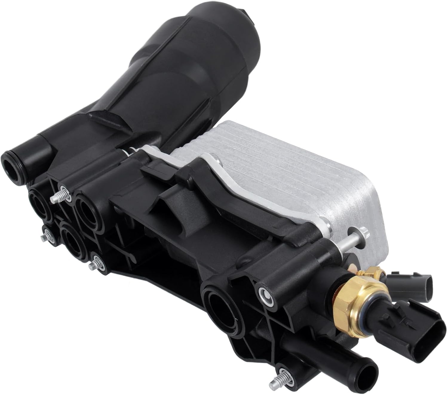 Engine Oil Cooler Housing Assembly Compatible for 2014 2015 2016 Dodge Challenger Jeep Grand Cherokee Compatible for Ram 1500 Chrysler 3.6L V6 w/Sensors, Gaskets 68105583AF 68105583AA