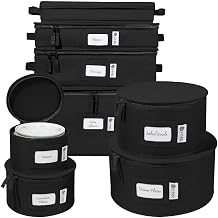 China Storage Hard Shell Containers 8-Piece Set Moving Boxes for Dinnerware, Glasses, Plates, Mugs and Saucers Sturdy Dish Organizer with Dividers for Seasonal Storage - Service for 12 - Black