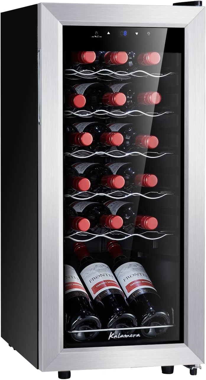 Kalamera KRC-18SS Freestanding Wine Cellars, Black