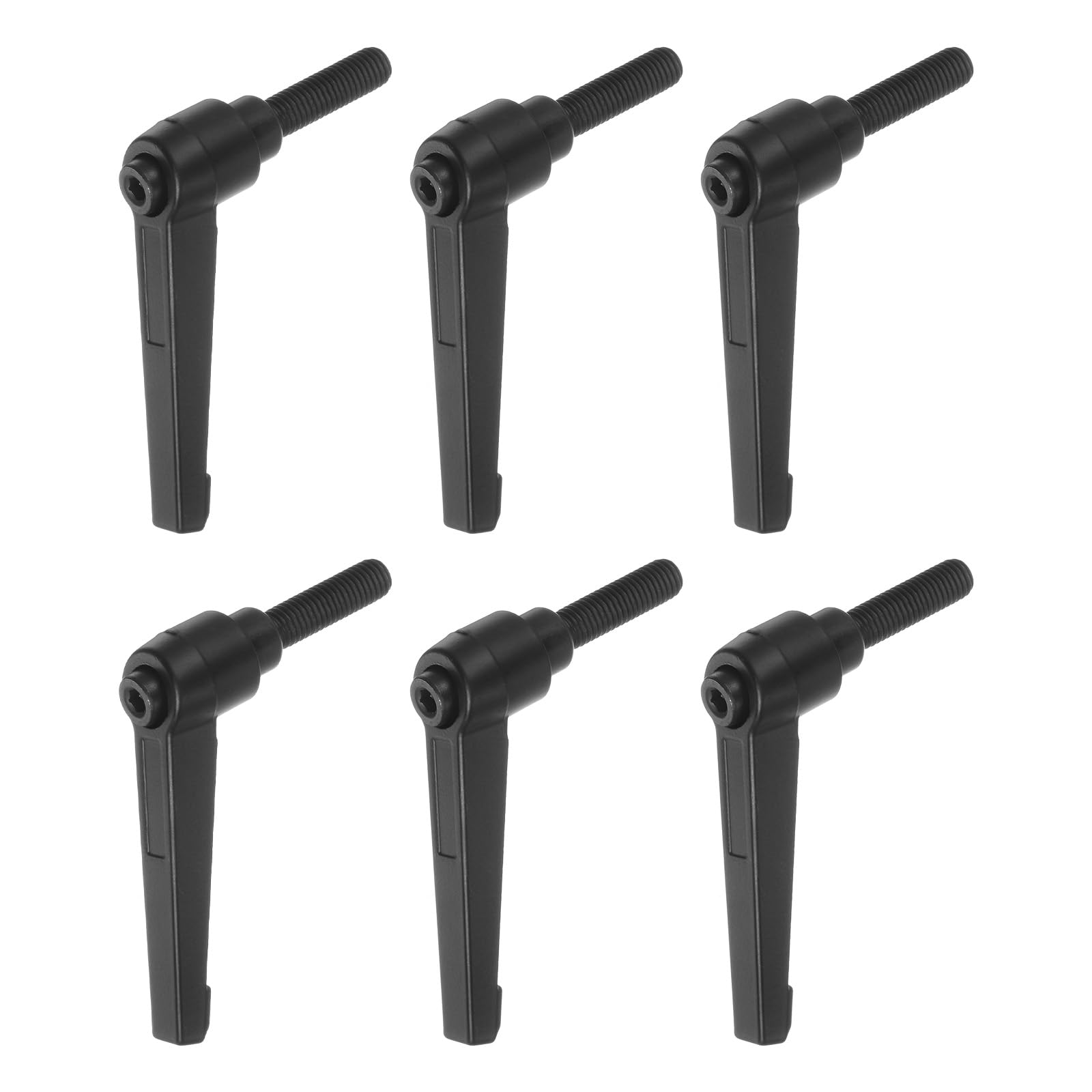 HARFINGTON 6pcs Adjustable Clamping Lever Handles M8 x 25mm Male Thread Bolt Knobs Rotating Screw Locking Quick Release Ratchet Push Button Handle, Black