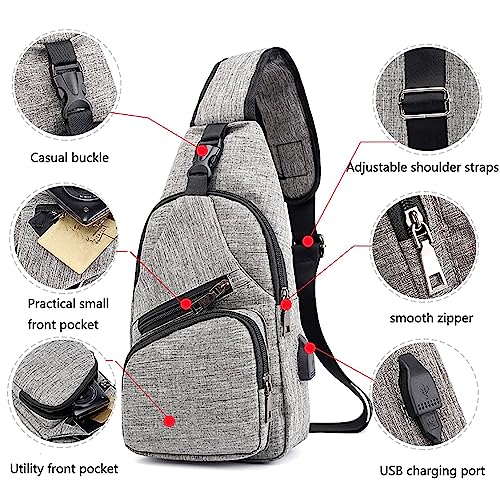 Waterproof Sling Crossbody Bag, Hiking Multipurpose Cross Body Chest Bag, Strap Charger Shoulder Backpack with USB (red)2