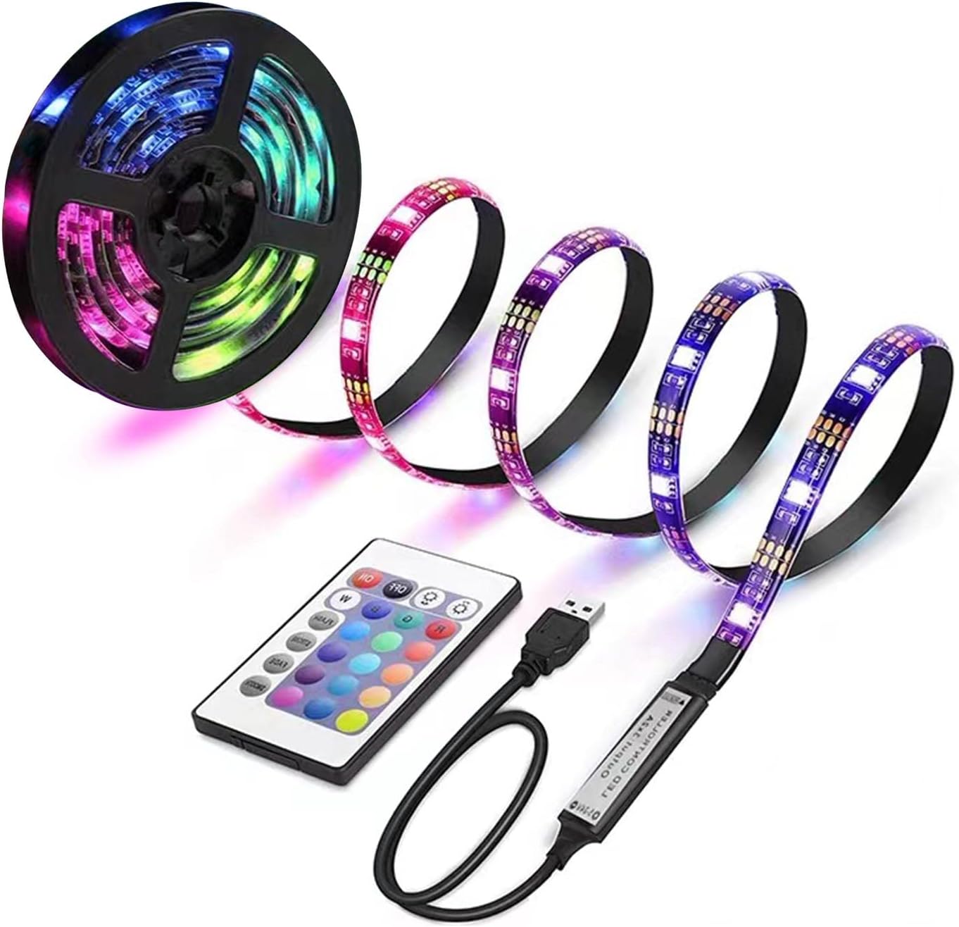 Keepsmile USB Powered RGB 15 Color Led Strip Lights with