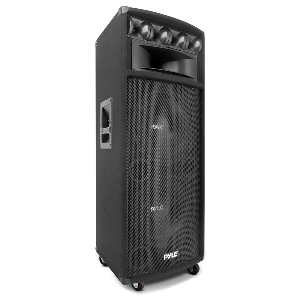 Pyle Sistema Altoparlante PA Portatile, Speaker 1600 Watt, Suono Stereo da Esterno con Doppi Woofer da 30 cm, Tweeter Piezo da 8,6 cm, Cassa Tromba 12,7 x 30,5 cm, Crossover Integrato