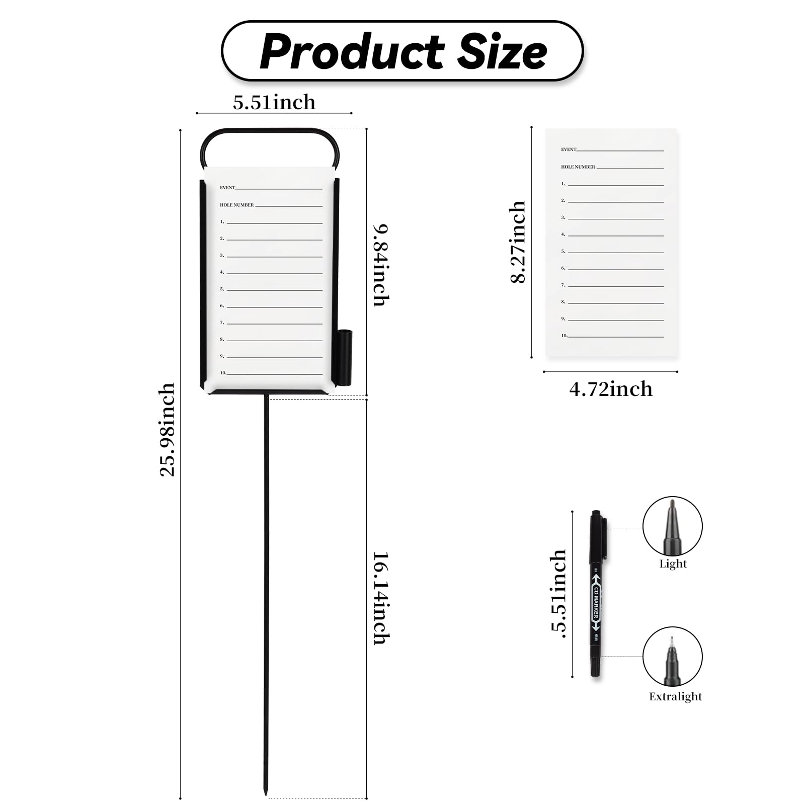 Niyanghome 4 Pcs Closest to The Pin Marker - Golf Metal Proximity Marker with 50 Sheets Cards and 4 Pens, Stainless Steel Golf Marker Golf Signs for Long Drive Putting Competition