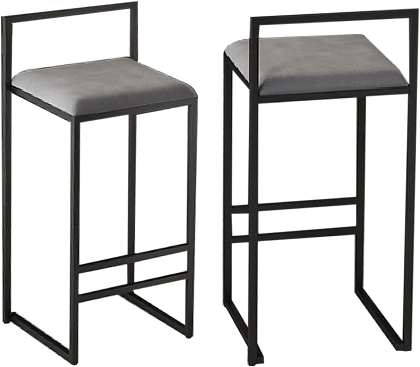 AYCDL Velvet Upholstered Counter Height Barstools with Back and Footrest 25.5 Inch Grey Seat Height: 65cm,Grey-Seat Height: 65cm