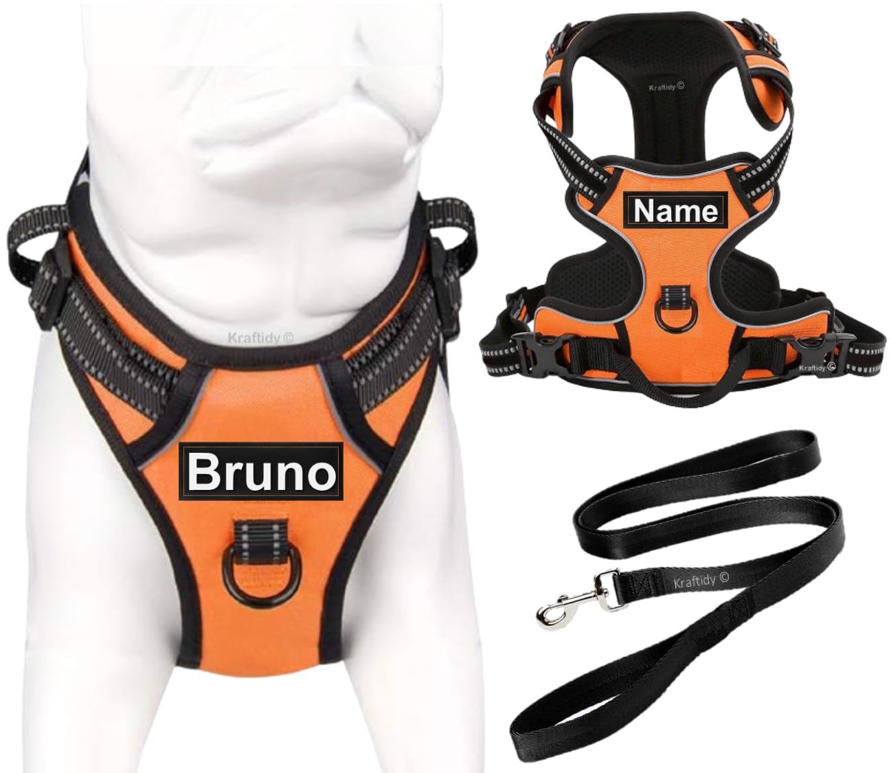 Kraftidy Dog Harness with Name id Customized for Dogs Small Puppy Medium Large All Breeds No Pull Harness Reflective Vest Harness Belt Adjustable with Personalized (Dog Name) (Orange) (Small Dogs) (B0CJQ2RCW2) Amazon Price History, Amazon Price Tracker
