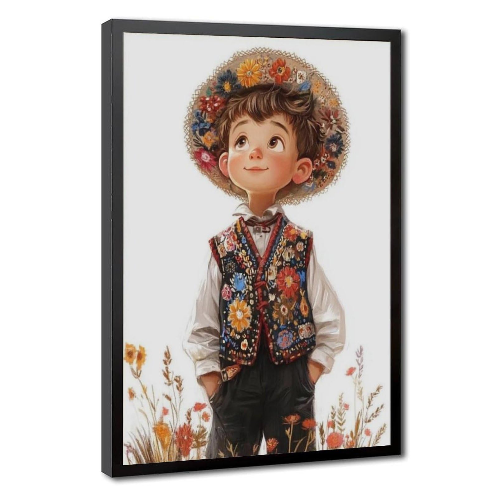 1 poster su tela, motivo: ragazzo polacco in costume tradizionale folk, decorazione artistica da parete per soggiorno e camera da letto, 50,8 x 76,2 cm (lunghezza x larghezza)