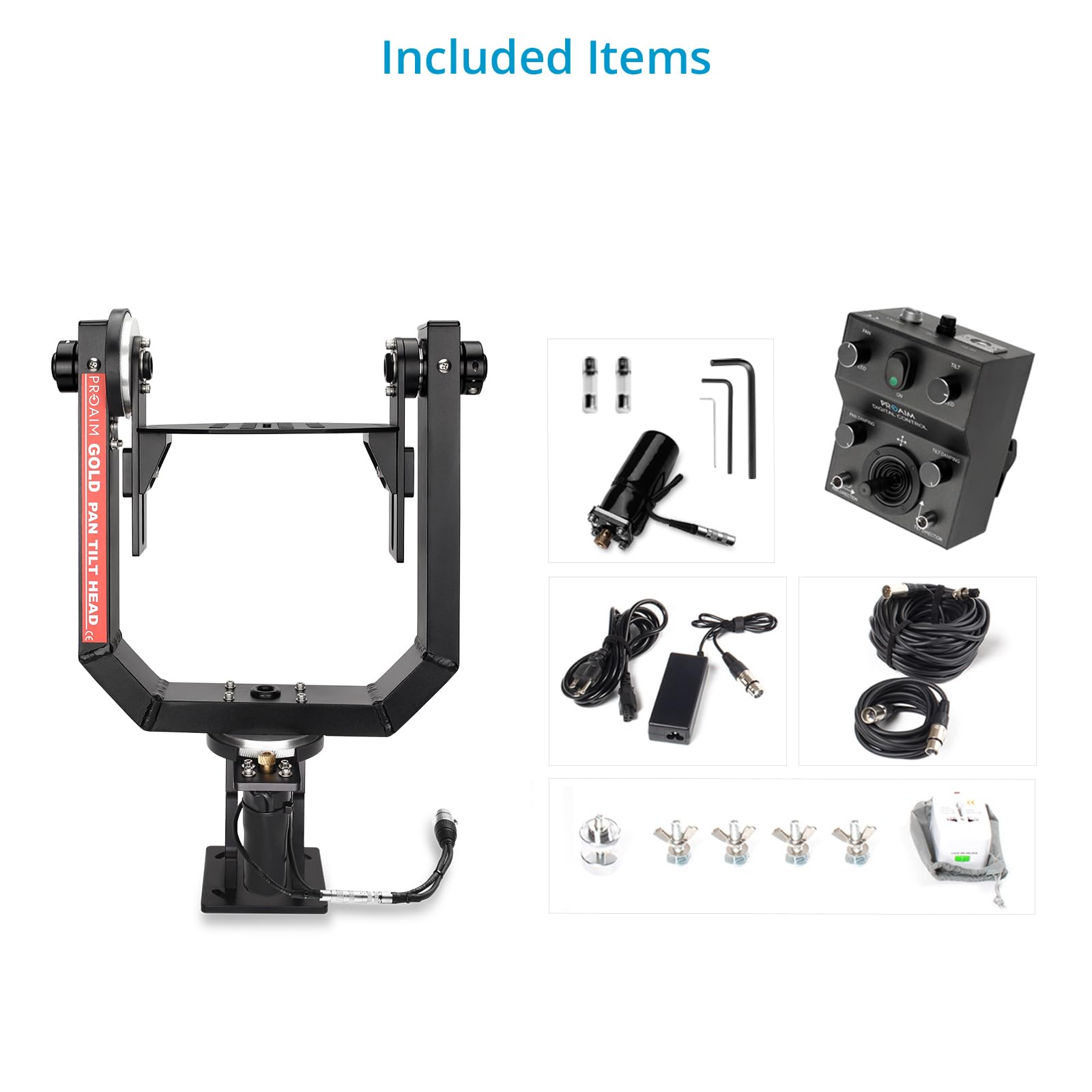 Proaim Gold Cabezal Motorizado Pan Tilt 2 Ejes para Grúas Jib