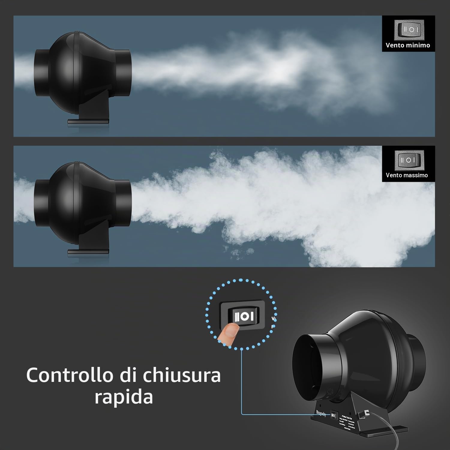 Ventola Aspirazione 100mm, Ventola Estrazione 322 m³/h Ventola di Scarico, Estrattore Aria Per Cantina, Garage, Cucina, Bagno, Tende da Coltivazione, Ventilazione e Ventola di Scarico.