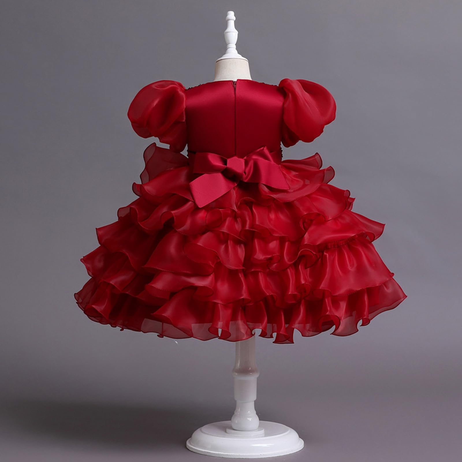 Vestito Carnevale Bambino, E Shine Girls Abito da festa con maniche a sbuffo e gonna a balze per