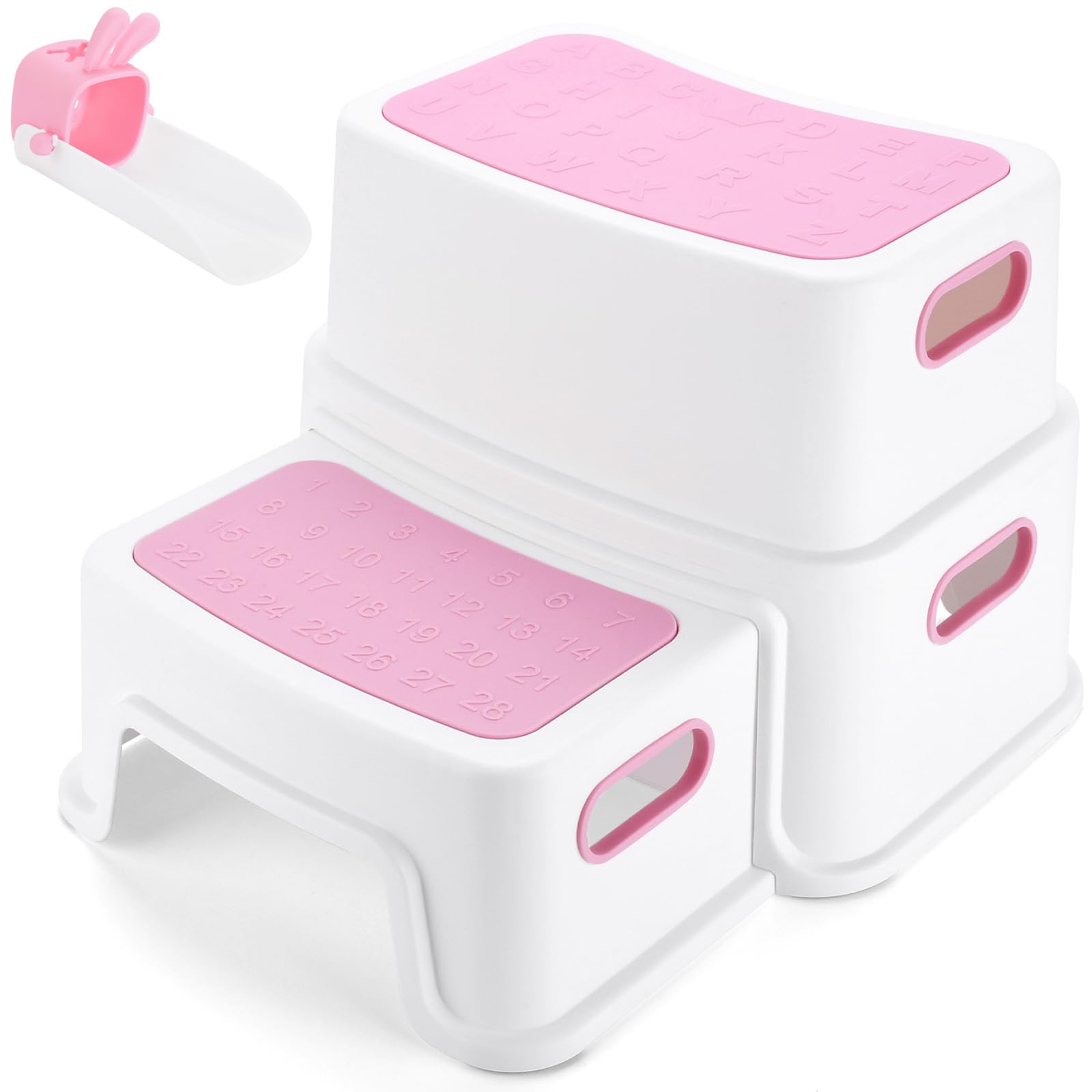 Stool for Children with 2 Steps, Children's Stool with 2 Steps, Children's Bathroom Stools, Non-Slip Children's Step for Washbasin Bath, Multifunctional Toilet Stools for Children