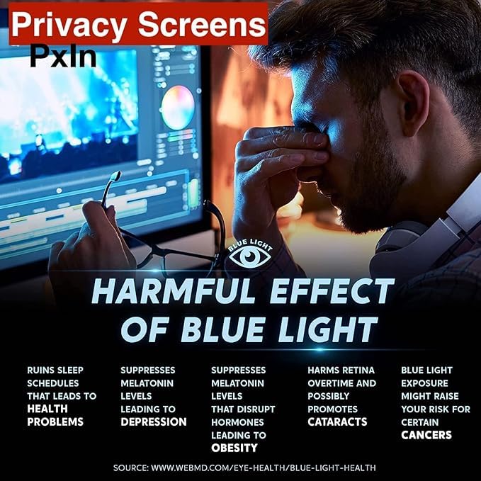 Image of Pxin 13.3 Inch (16:10) Laptop Privacy Screen Filter - NO Eye Strain | Anti-Blue Light + Anti-Glare | No Dry Eyes | Privacy Screen Protector | Touch Screen Enabled