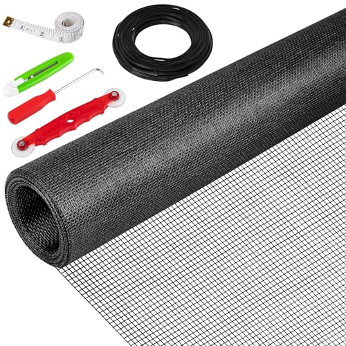 48'X236' Window Screen Replacement Kit, 6 in 1 Window Screen Door Repair Kit, Replacement Window...