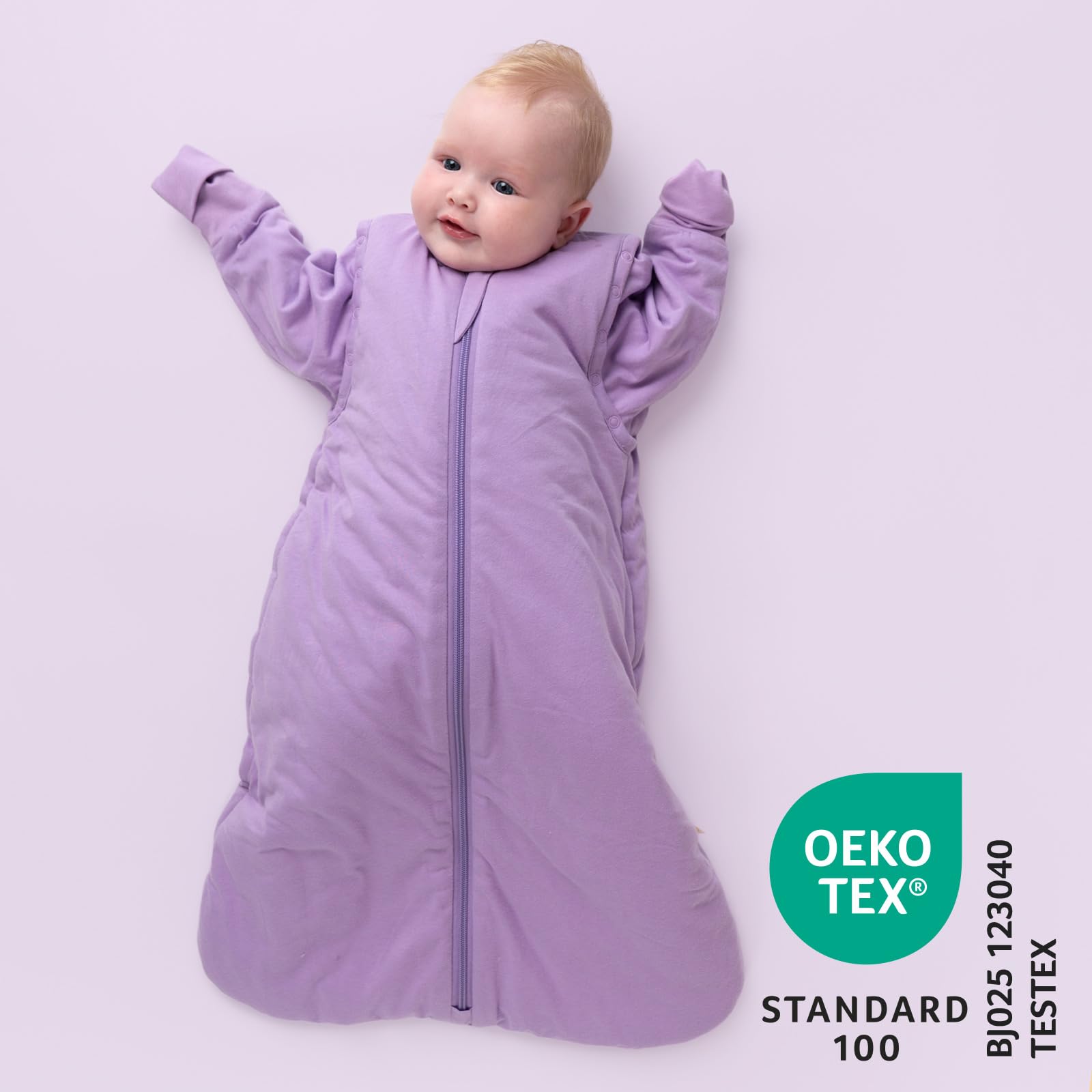 schlummersack Baby Kinder Schlafsack Ganzjahr 130 cm Lavendel | annehmbare Ärmel, gefüttert, Ganzjahresschlafsack, 2.5 Tog