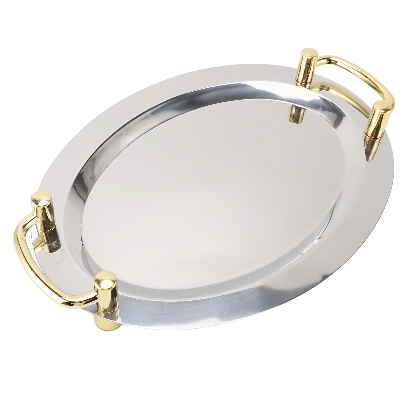 Aramox Plato de Acero Inoxidable, Bandeja para Servir de Acero Inoxidable 304 con Asa, Plato de Cena con Acabado de Espejo, Fácil de Transportar, Fácil de Limpiar, para Servir Banquetes en (#3)