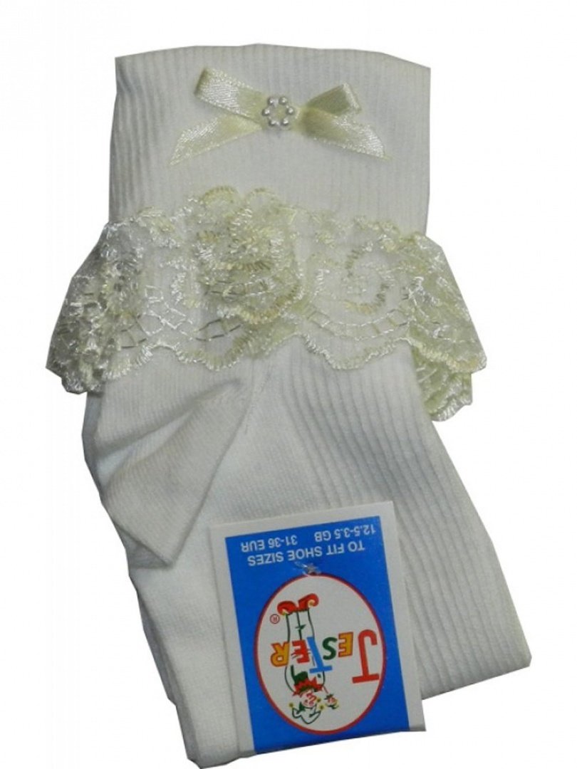 Jester Cream Frill Socks With Embellishments (0-2.5, )