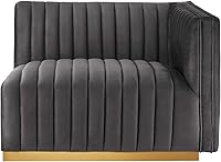 Vista 208 de Modway Conjure - Sofá seccional tapizado de terciopelo de alto rendimiento, con canal, silla sin brazos en negro y gris