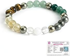 Gratify Dhan Yog – Pyrite, Citrine & Green Aventurine Crystal Bracelet for Wealth, Prosperity & Success | Astrology Energy Healing Bracelet for Men & Women with Authenticity Certificate