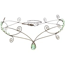 Fairy Elf Circlet for Women - Drop Bead Crown for Bride Wedding Headpiece, Renaissance Halloween Hair Accessory