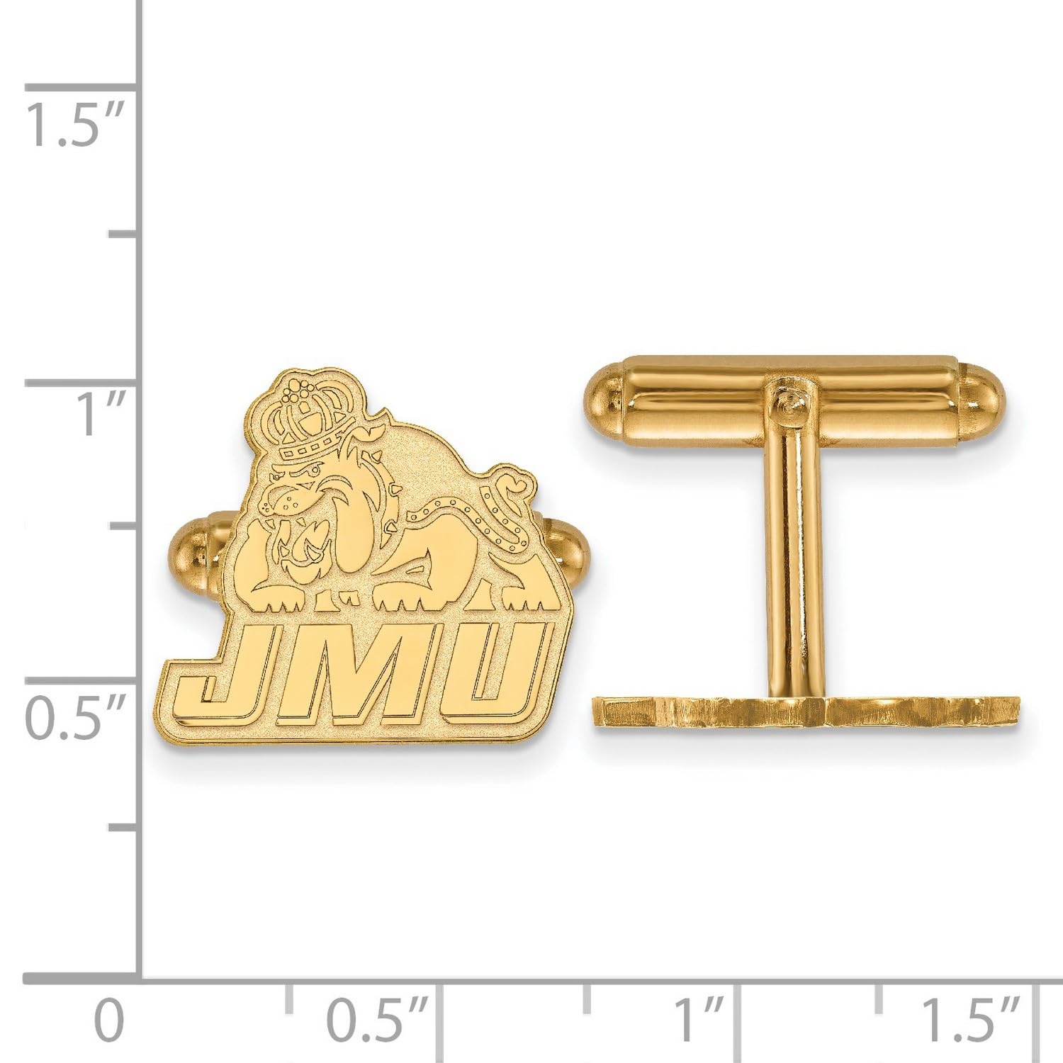 14k Yellow Gold James Madison University Dukes JMU School Letters and Mascot Cuff Links Set 15x19mm