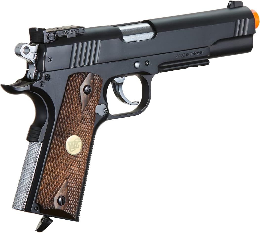 WG 500 FPS Steel 1911 Gas CO2 Non-Blowback M15 Airsoft Hand Gun Pistol w/Accessory Rail 6mm BB