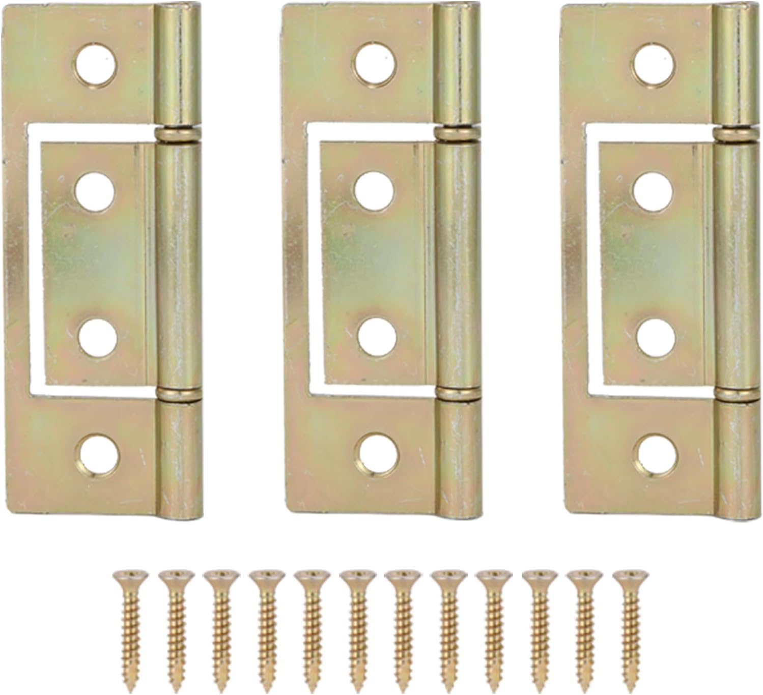 Lashow 6 Pack 3 Inch Non-Mortise Bifold Door Hinges Brushed Brass - Surface Mount for Closet Bi-Fold Doors Easy Install