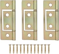 Lashow 6 Pack 3 Inch Non-Mortise Bifold Door Hinges Brushed Brass - Surface Mount for Closet Bi-Fold Doors Easy Install