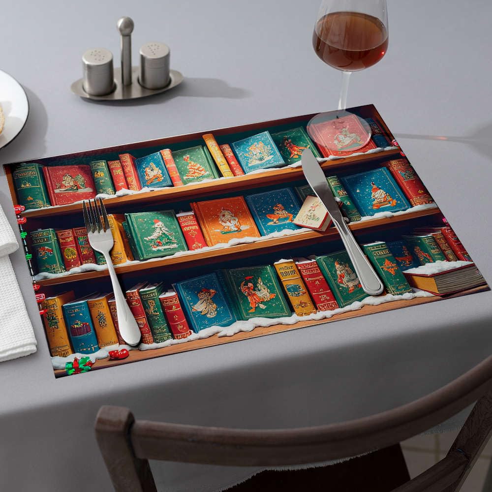 Sets de table roses sur le thème de Noël, lot de 6 lisses lavables