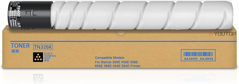 1PK TN326 TN-326 Black Toner Cartridge AAJ6030 AAJ6050 TN326K Toner Replacement for Konica Minolta bizhub 308E 458E 558E 658E 368E 454E 554E Printers