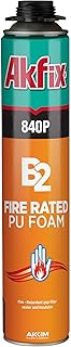 Akfix 840P Fire Block Spray Foam (1x25.3 Oz.) - Orange Color Fire Retardant Polyurethane Expanding Foam Sealing on Window and Door, Paintable | Gun Use, Gun&Cleaner NOT Included | 25.3 Oz. 1 Pack