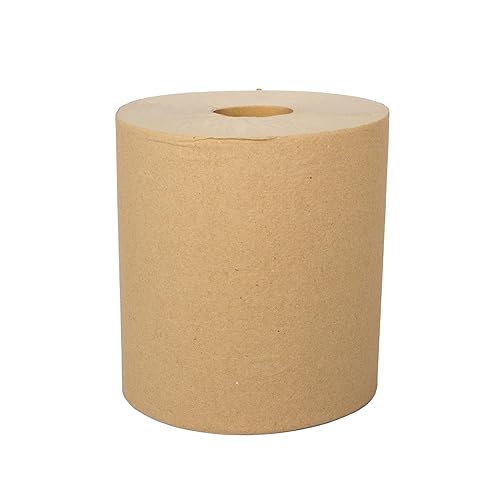 Miniatura 2 de Karat Rollos de toallas de papel comerciales, absorbentes y resistentes para zonas de alto tráfico, Kraft (paquete de 6)