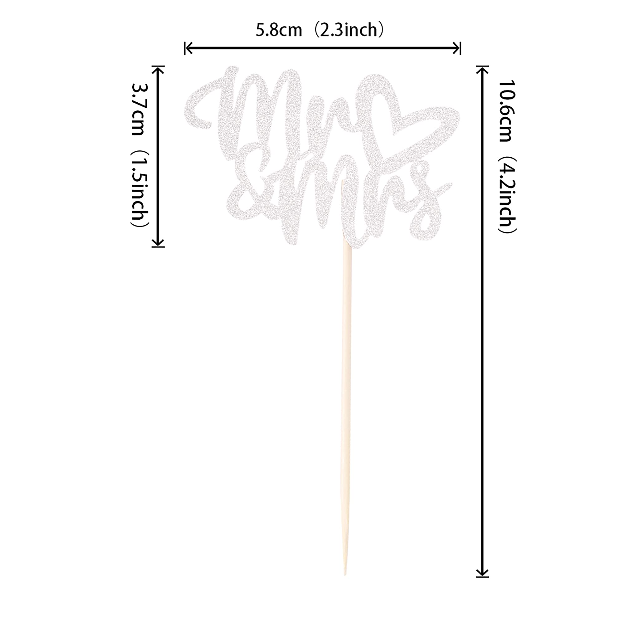 36 PCS Mr & Mrs Cupcake Toppers with Love Heart Bridal Shower Cupcake Picks Wedding Engagement Birthday Party Cake Decorations Supplies Silver