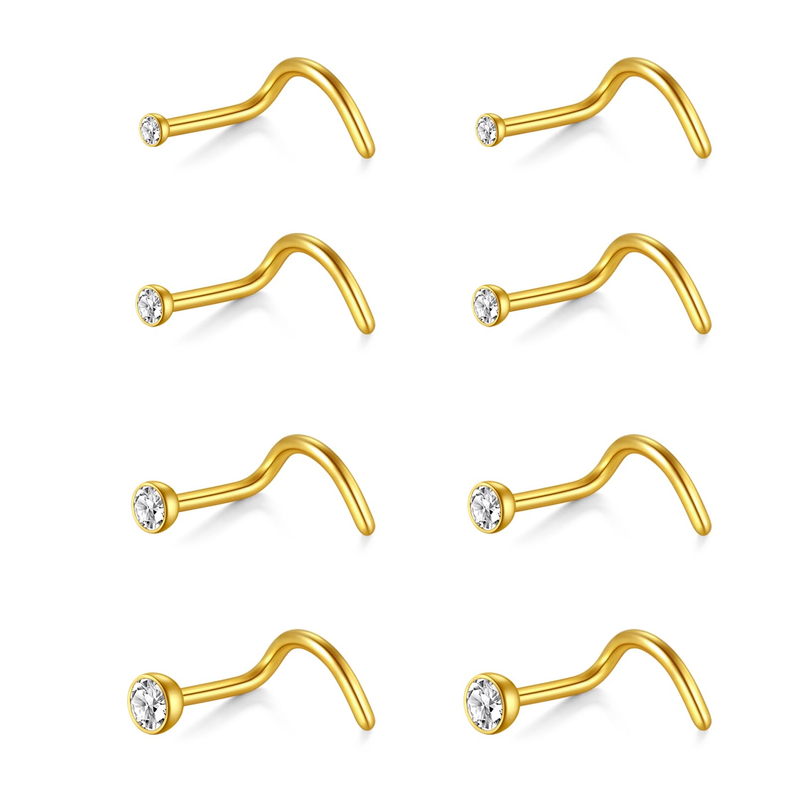 AceFun Nose Studs, L Shaped Stainless Steel Diamond Small Nose Rings for Women and Men — view 11