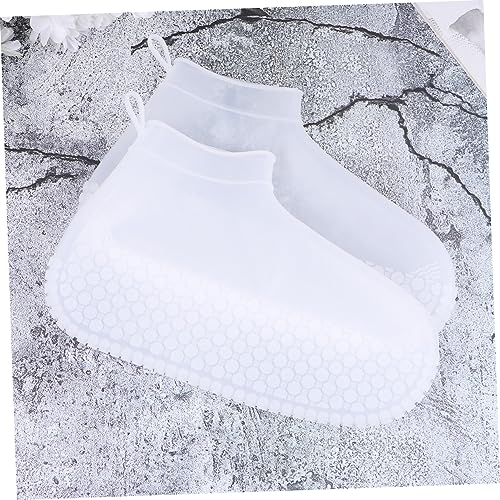 1 par de fundas para calzado de silicona, protectoras contra la lluvia, para actividades al aire libre y galochas resistentes al desgaste, color blanco miniatura 4