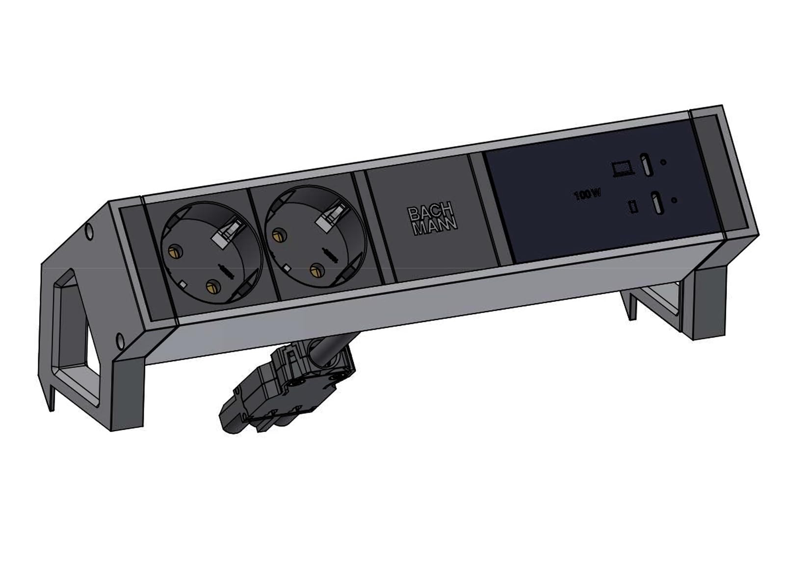 Bachmann DESK2 2X CEE7/3, USB-C, ładowarka USB 100 W, GST18 0,2 m
