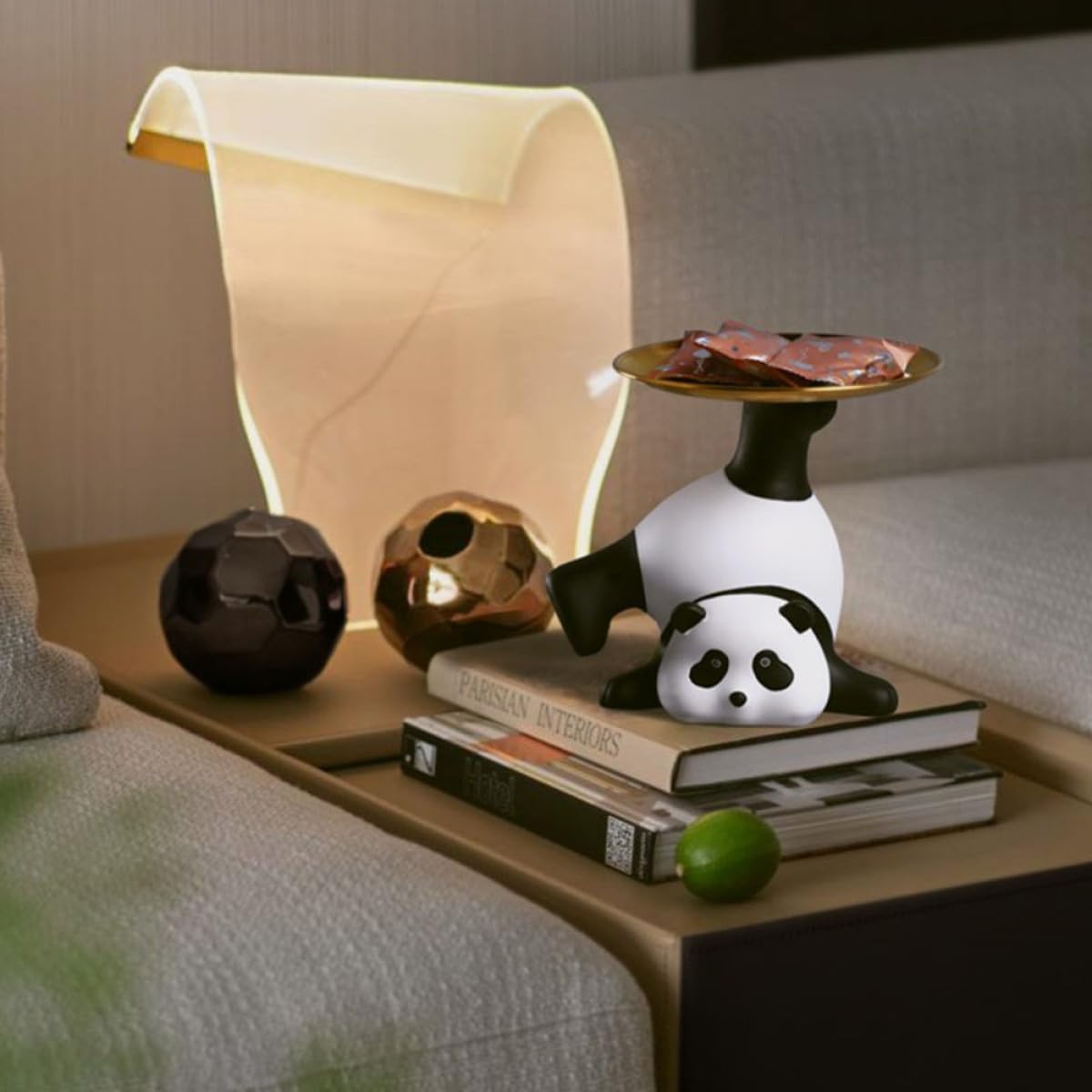 Porta Chiavi in Resina a Forma di Panda, Vassoio Decorativo Unico e Delicato per Ingresso Casa, Facile da Pulire, Durevole e Non Deformabile, per Regali Housewarming