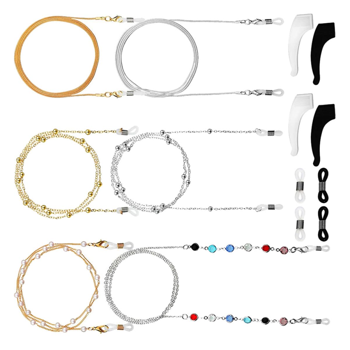 GALPADA 3juegos Cadena De Gafas Perlas De Unidades Anti-pérdida y Estiloso Para Gafas De Sol y Lectura