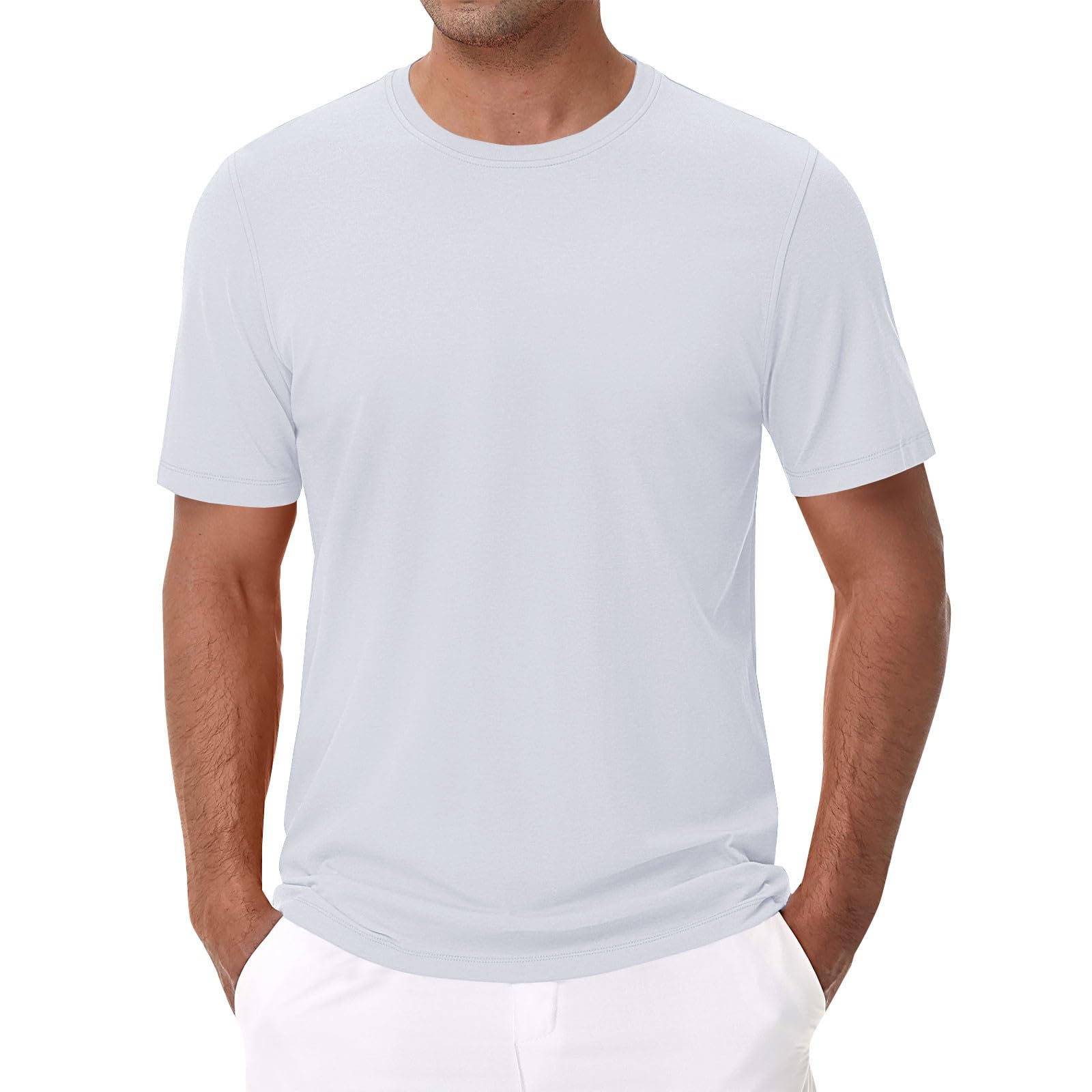 Mens Crew Neck T Shirt Short Sleeve Summer Shirts Slim Fit Basic T-Shirts Lightweight Breathable Sport Gym T-Shirt Tee Tops Regular Fit Shirt Solid Color Classic Workout Running Shirts