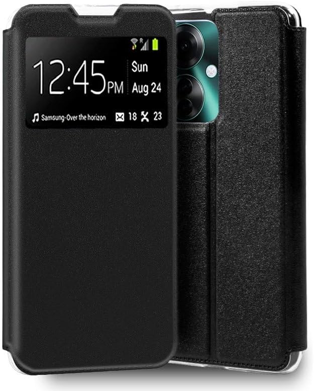 Cool Flip Cover Case for Oppo Reno 11F 5G Smooth Black