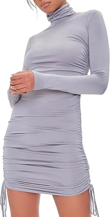 Forever 21 Womens Ruched Drawstring Mini Dress