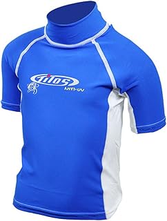 Tilos Kids Short Sleeve Rash Guard UV Protection, Surfing, Swimming, Childrens Rash Guard, Snorkeling, Royal Blue/White, 8