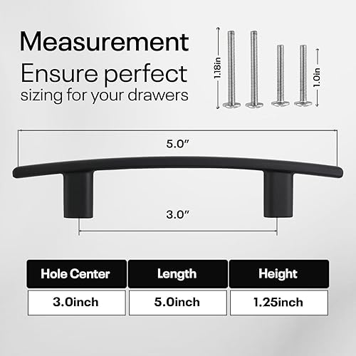 Miniatura 3 de Manijas de cocina para gabinetes, 3 pulgadas de agujero a agujero, 5 pulgadas de largo, paquete de 10 manijas de gabinete de cocina, manijas
