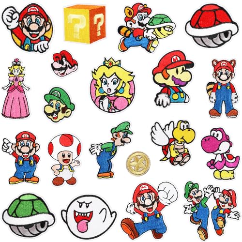 Iron on Patches 20 Pieces Embroidered Applique Patches Sew On Iron on Patches Fabric Repair Patche Cute Cartoon Anime Patch for Kids Adult Clothes Jeans Jackets Hats Shoes Backpacks